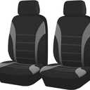 ZIMISI 2PCS Car Front Seat Covers, Comfortable Breathable Automotive Seat Covers with Removable Headrest Cover, Sporty Car Seat Protector Cushion for Cars, Trucks, SUVs (Grey)