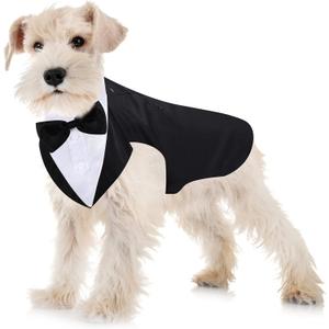 Weewooday Dog Tuxedo and Bandana Set Dogs Formal Tuxedo Pet Wedding Party Suit Wedding Bow Tie Shirt for Birthday Costumes(Cute Style,Medium)