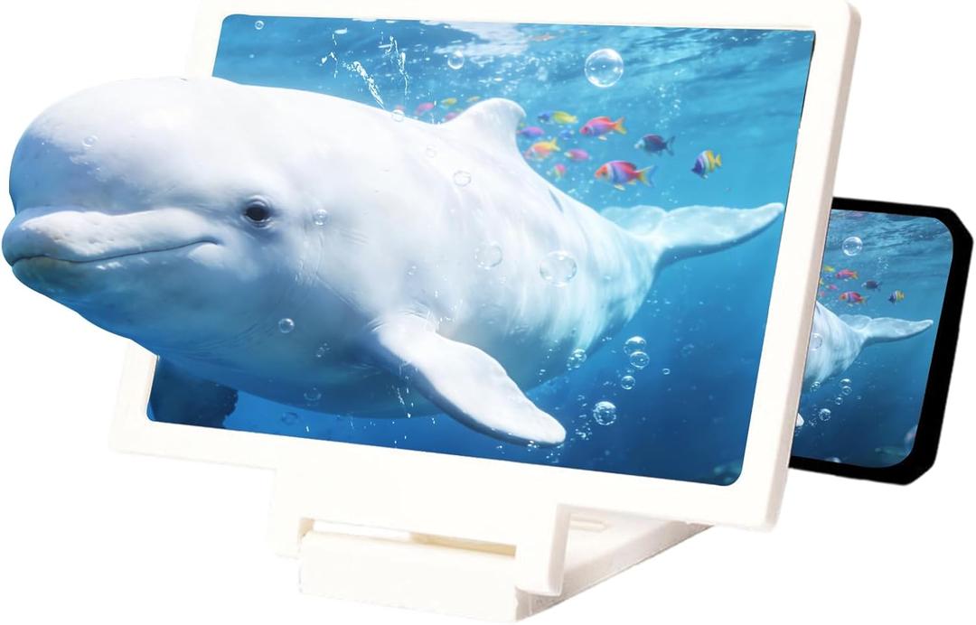 10" Big Screen Phone Magnifier, Screen Magnifier for Cell Phone, 3D HD Foldable Design Screen Magnifier Version for Movies, Videos and Gaming ((White)