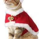 BillionChains Cat Christmas Costume with Santa Hat and Cloak Cat Xmas Outfit for Kitten/Puppies/Home Christmas Decoration