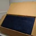 HomePop Large Upholstered Rectangular Storage Ottoman Bench with Hinged Lid, Navy