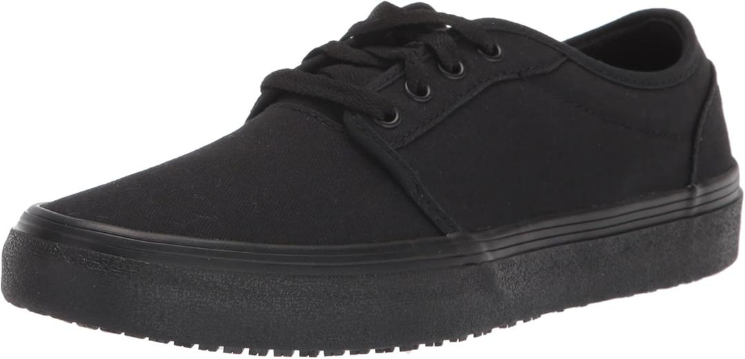 Shoes for Crews Merlin, Men's, Women's, Unisex Slip Resistant Food Service Work Sneakers, Water Resistant, Canvas, Black Or Grey (13 Women/11.5 Men)
