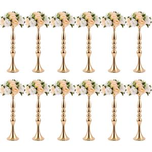 Didaey 12 Pcs Gold Wedding Centerpiece Stand Metal Flower Arrangements Holder Tall Centerpiece for Table Gold Vase Flower Stand for Wedding Reception Event Party Hotel Home Decor(20 Inches)