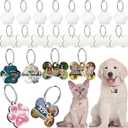Xuniea 32 Pcs Sublimation Blank Dog Tag Set Bone Paw Shape Dog ID Name Tags Double Sided MDF Sublimation Keychain Blanks Collar Pendent with 16 Key Rings for Pet Personalized(Paw and Bone Style)