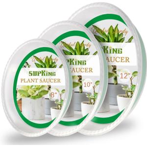 SupKing 9 Pack Plant Saucers (8inch /10inch /12inch) Heavy Sturdy Plant Trays for Indoor Clear Plastic Flower Pot Saucers Thicker Plant Water Drip Trays for pots -Clear