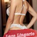 Dlsave Women Sexy Lace Lingerie Set Front Closure Eyelash Trim Bra and Panty Sets (Small)