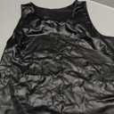 Women's PU Leather Round Neck Slim Fit Tank Top Vest (X-Large, Black)