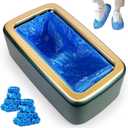 Automatic Shoe Cover Machine with 200pcs Disposable Shoe Covers Shoe Cover Dispenser Shoe Cover Machine Shoe Covers Disposable Non Slip Waterproof, Suitable for Indoor (Green-Gold Cover)