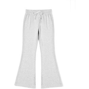 DANI CHINS Girl Loose Flare Cotton Fleece Sweatpants Bootcut Pull On Pants with Drawstring Pockets (Gray, S)