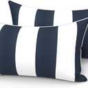 LVTXIII Set of 2 Outdoor Lumbar Pillows for Patio Furniture with White Piping, 12"x20" Fade Resistant Patio Lumbar Pillows with Inserts for Home Coach Sofa Use, Cabana Navy