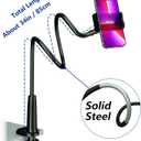 MAGIPEA Cell Phone Clip Bed Stand Holder, with Grip Flexible Long Arm Gooseneck Bracket Mount Clamp for Desk, Compatible with iPhone 17/16 Pro Max, 15, 14 or Other 3.5-7" Devices (Black, 34in)