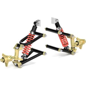 Front Suspension Swing Arm Kit, Upper/Lower Swing Arm & Front Suspension Shock Assembly with Steering Strut Knuckle Wheel Hub, Go Kart Electric ATV Quad Bike DIY Kit Accessories