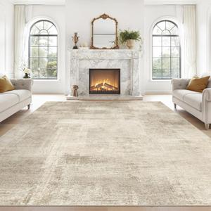 zesthome 9x12 Area Rugs for Living Room, Non-Slip Backing Washable Rug, Modern Abstract Area Rug, Stain Resistant Rugs for Bedroom, Ultra-Thin Large Area Rugs, Area Rug 9x12 (Brown)