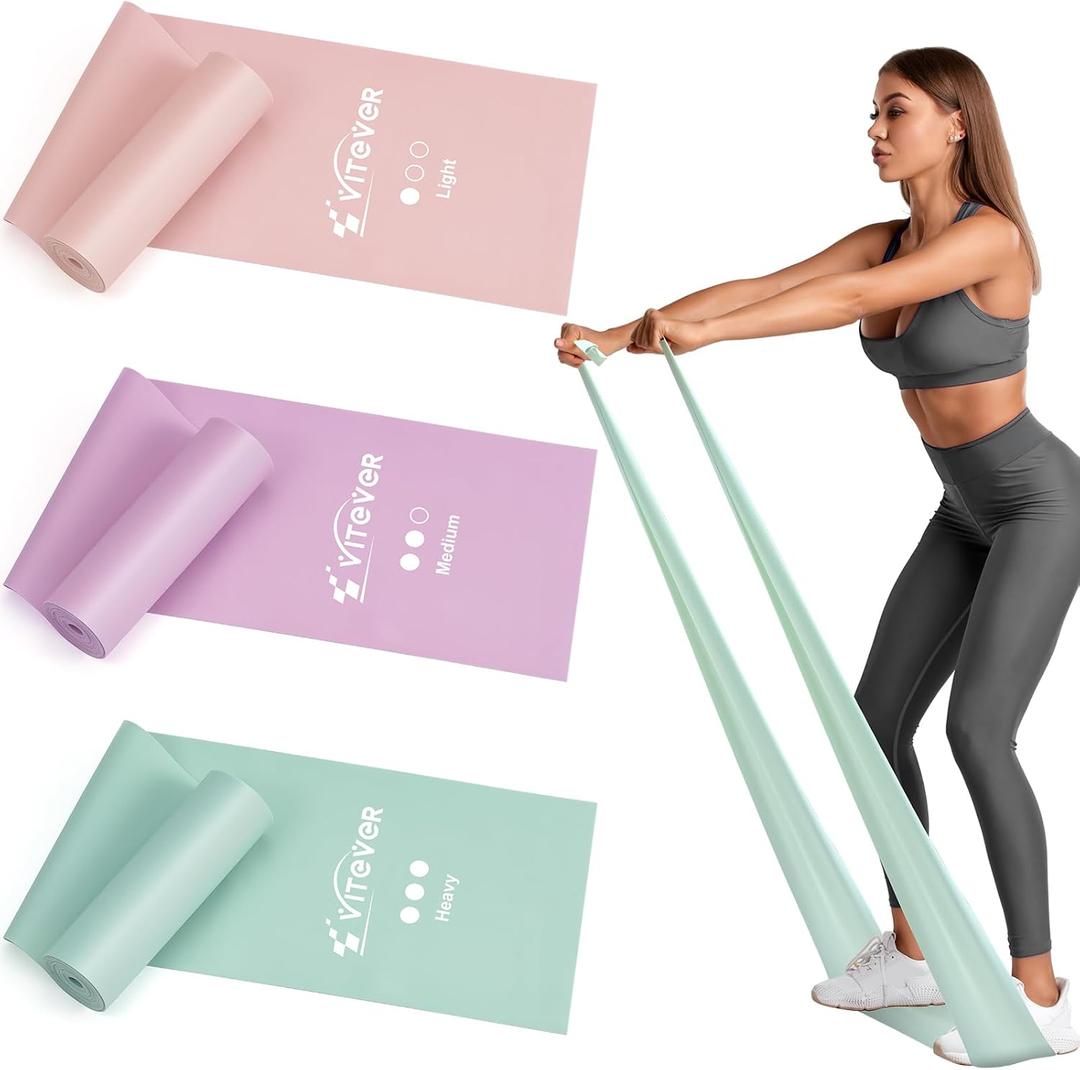 Resistance Bands for Working Out, Exercise Bands, Resistance Band for Physical Therapy, Stretch Bands for Pilates, Rehab, Stretch, Strength Training and Yoga Starter Set (Light Color)