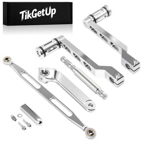 TIKGETUP 4Pcs Shifter Lever Shaft + Shift Rod Lever + Heel Toe Gear Shifter Lever Kit for Harley Touring 1984-2016 Street Road Electra Glide Road King Ultra Limited,Chrome