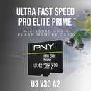 PNY 256GB PRO Elite Prime C10 U3 V30 A2 microSDXC Flash Memory Card  Ultra-Fast Speeds, Read 200MB/s, Write 150MB/s, 4K UHD, Full HD, UHS-I, for Smartphones, Drones, Action Cameras