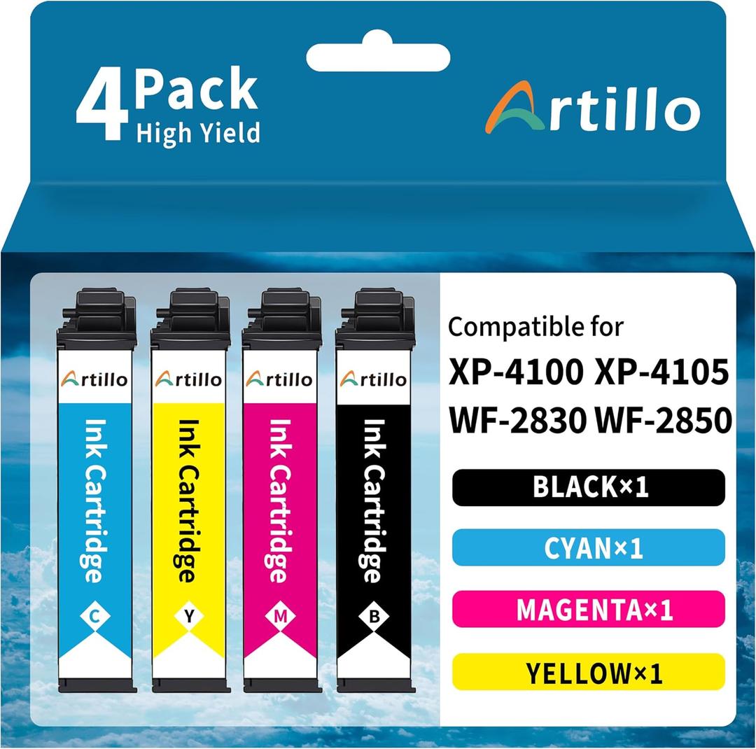 Remanufactured Ink Cartridge Replacement for Epson 212xl ink cartridges combo pack 212 T212 T212XL for Expression Home XP-4100 XP-4105 Workforce WF-2830 WF-2850 Printer (1Black 1Cyan 1Magenta 1Yellow)