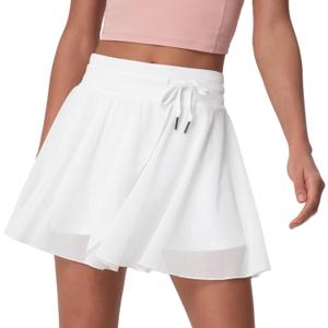 ABOCIW Womens Tennis Skirt with Shorts High Waist Mesh Layered Tulle Flowy Workout Athletic Skorts Skirt (Small, White)