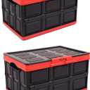 KINGCAV Plastic Durable Cargo Storage Box Weathertight Foldable Storage Trunk Organizer Box Secure Snap-on Lid Car Trunk Organizer Collapsible Storage Box for Camping Store 2Pcs