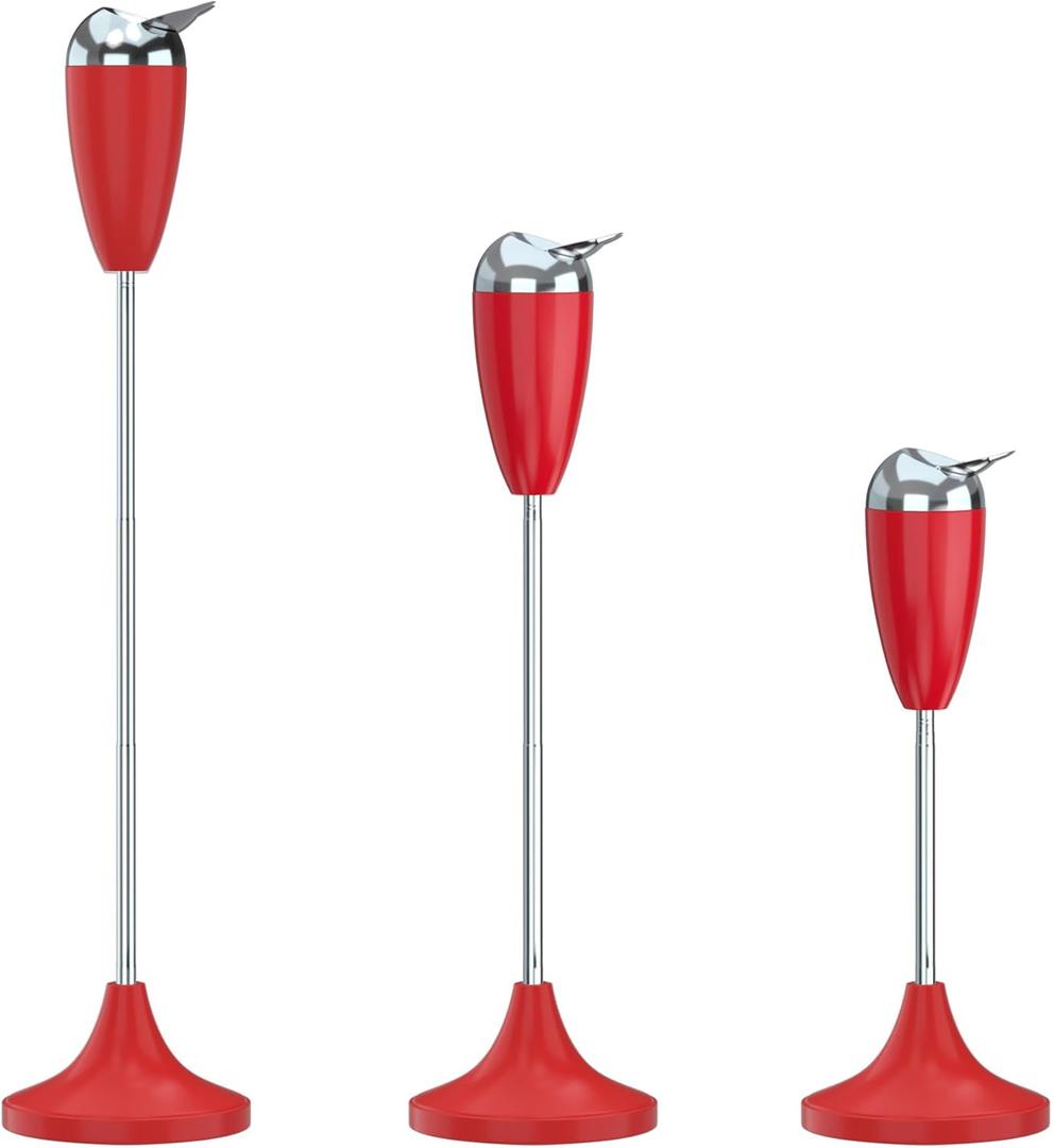 RELIANCER Floor Standing Ashtray w/Lid,Adjustable 21.5" - 35" Cigarette Ash Tray,Outdoor Stainless Steel Cigar Container Ash Holder w/Weighted Base,Cigarettes Butt Receptacle Disposal for Home Patio (Red)