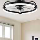 Ensenior Ceiling Fans with Lights and Remote, 20'' Low Profile Ceiling Fan Flush Mount, APP Control, 6 Speed, 3CCT, Quiet Reversible DC Motor, Dimmable Modern Ceiling Fan with Light for Bedroom, Black