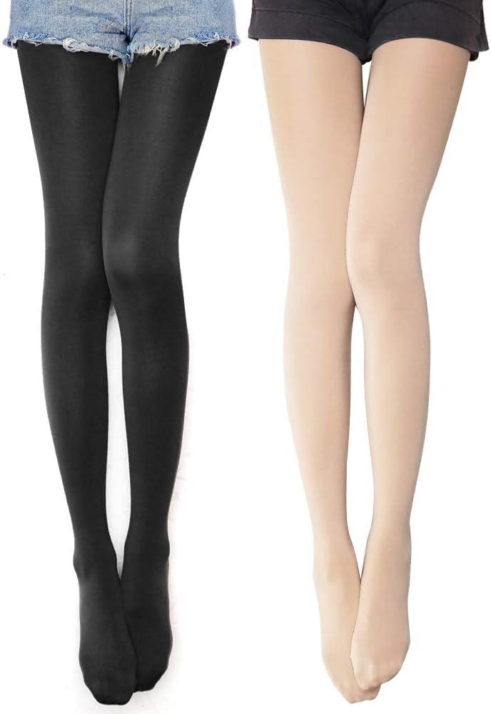 VERO MONTE 80D Opaque Tights For Women - 80 Denier Pantyhose Solid Opaque Tights (Small-Medium, [Pack of 2] Black & Nude - Excellent Stretch - Opaque & Form Fitting)