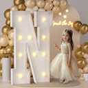 JoyMuse 4FT Marquee Light Up Letters, Large Marquee Letters 4 Feet Tall for Marry Me Proposal Decorations Big 4FT Letters with Lights for Baby Shower Party Decor, Letter N