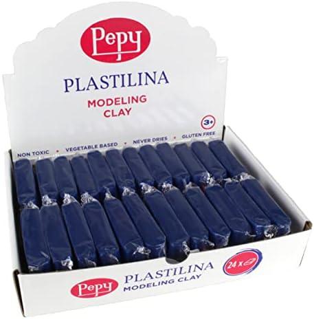 Pepy Plastilina Reusable and Non-Drying Modeling Clay; Set of 23 Bars, 1.4 Ounce Each, Perfect for Arts and Crafts Projects, Dark Blue
