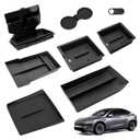 8PCS Center Console Organizer Tray for 2025 2026 Tesla Model Y Juniper Accessories, Under Seat Storage Armrest Hidden Storage Box Cup Holder Charger Pad for Tesla Model Y Juniper