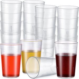Meanplan 48 Pack Restaurant Grade 8 oz Plastic Cup Break Resistant Drinking Glasses Reusable Clear Cup Stackable Shatterproof Drink Tumblers for Cafe Party Catering Supplies (Frosted)