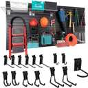 Slatwall Panel Garage Slat Wall Storage Systems with 15 Slatwall Accessories, 4'x8' Black Slat Wall Paneling for Retail Display, Garage Tool Storage, Guitar Shop, Home Storage