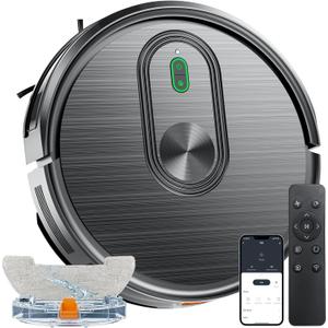 Robot Vacuum and Mop Combo, Vacuuming & Mopping 2 in 1 Robot 3200Pa Max Suction,with Schedule, App/Bluetooth/Voice, Self-Charging Robot Vacuum Cleaner, Slim, Ideal for Pet Hair, Hard Floor, Carpet (Black)