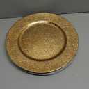 Kingrol Set of 6 Gold Plastic Charger Plates, 13" High-Shine Round Decorative Underplates with Alligator Texture, Warm Gold Table Setting for Wedding & Events, Not for Food Contact