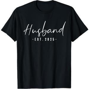 Couples Gifts For Husband And Wife Matching Husband Est 2025 Just Married Honeymoon Wedding T-Shirt M