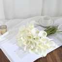 24 Pcs White Artificial Calla Lily Flower White Fake Silk Flowers Real Touch for Wedding Bouquet Office Home Kitchen Decor