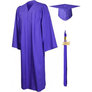 GraduationMall Matte Graduation Gown Cap Tassel Set 2026 for High School and Bachelor (Purple, M)