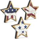 3 Pcs 4th of July Table Star Signs Tiered Tray Decor Independence Day Table Wooden Decoration Patriotic American Flag Theme Star Standing Blocks for Memorial Day Home Office(Stylish)