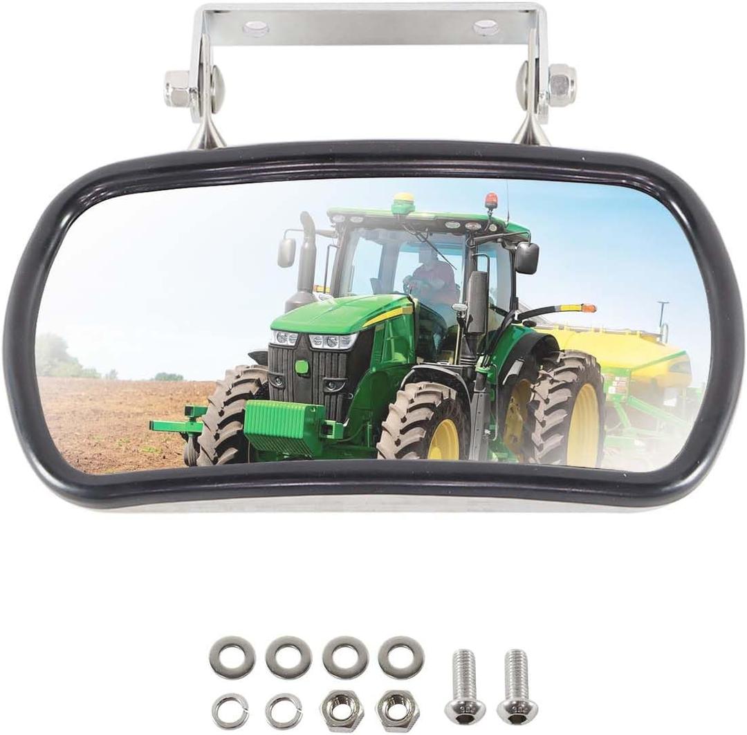 MGWILL Stainless Steel Tractor Mirror, Compatible with John Deere, Massery Ferguson, New Holland, Kubota Fit for Tractors, Forklifts, Trucks, Boats