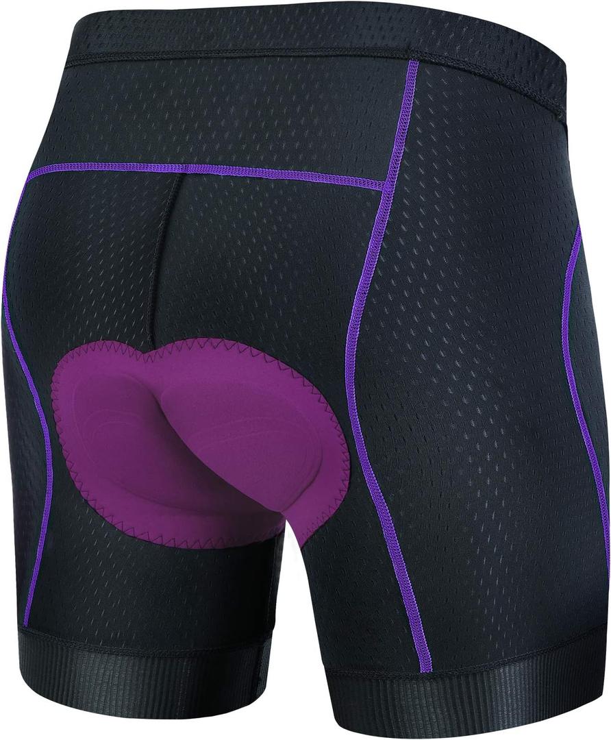 Cycling Shorts Women's 3D Padded Bicycle Bike Biking Underwear Shorts (X-Large, Purple With Leg Grips)