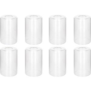 Eidonta 8 Pack Clear Glass Shade Covers Replacements, 5.5in Height, 3.5in Diameter, 1.65in Fitter, Clear Cylinder Glass Lamp Shade Replacement Globe for Chandelier Pendant Wall Sconces