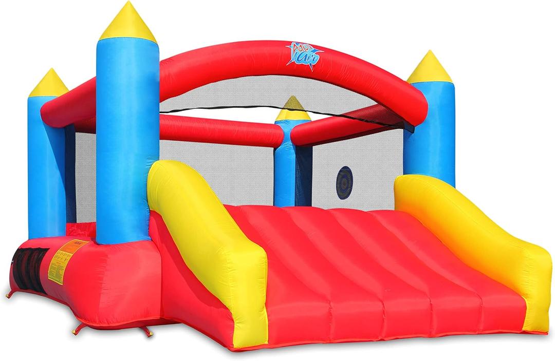 ACTION AIR [Updated Version] Bounce House, Inflatable Bouncer with Air Blower, Jumping Castle with Slide, Family Backyard Bouncy Castle, Durable Sewn with Extra Thick Material, Idea for Kids (C-9745), 12'L x 9'W x 6.1'H