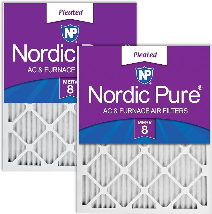 Nordic Pure 20x20x1 Pleated MERV 8 Air Filters 2 Pack