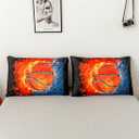 3D Sports Fire Basketball Bedding Set for Teen Boys,Duvet Cover Sets with Pillowcases,Queen Size 87x94,3PCS,1 Duvet Cover+1 Pillow sham
