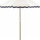 6FT Patio Beach Umbrella, UPF 50+ Sun Shade, Adjustable Tilt | Portable & Vented Outdoor Umbrella for Sand, Backyard & Garden, Harbour White (Ivory & Navy)