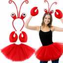 Newcotte 3 Pcs Halloween Costume Animal Tutu Ears Headband Tail Fancy Dress Costume Kit for Halloween Cosplay