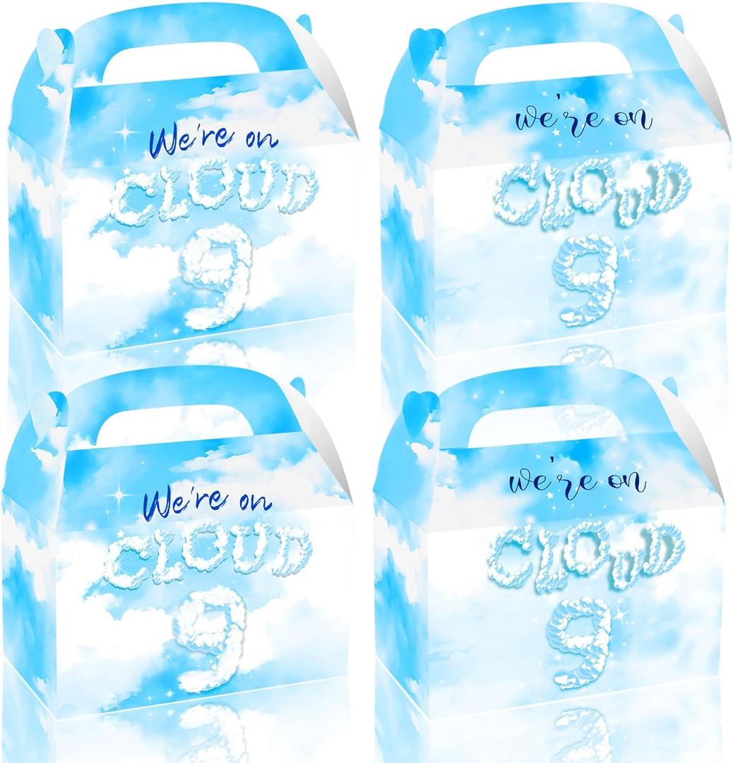 LaVenty 12 PCS On Cloud 9 Party Boxes 9th Birthday Party Favor Treat Candy Goodie Bags for On Cloud 9 Birthday Bridal Shower Wedding