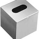 JunSun Square Tissue Box Cover Tissue Box Holder Napkin Holder Tissue Cube Box Decorative Holder For Bathroom Bedroom Office Dresser Nightstand Desk Tabletop 5"X 5" X 5"-Stainless Steel Brushed Nickel
