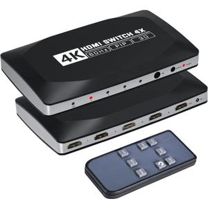 HDMI Switch 4 in 1 Out, Tendak 4K HDMI Switch Box with Remote Control & PIP, 4 Port HDMI Switcher Selector Support 4K@30HZ, 1080P@120HZ,3D, Compatible with PS5/4/3, DVD
