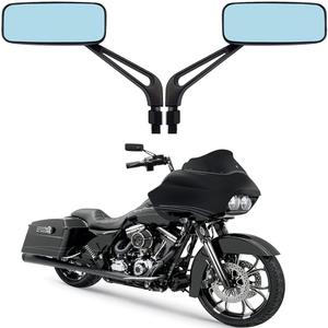 DREAMIZER 8mm/10mm Black Motorcycle Universal Rectangle Rear View Side Mirrors Compatible for Harley Street Bike Scooter Chopper Cruiser Sportster Dyna Softail Dirt Bike