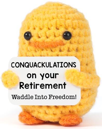 MBL Retirement Employee Appreciation Gifts - Conquackulations on Your Retirement Funny Crochet Duck Leaving Going Away Farewell Goodbye Present for Coworker Women Men Teacher Boss Lady Retirees Pack of 2